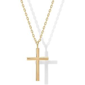14K Gold Plated Cubic Zirconia Cross Pendant Necklaces for Women | Linear Bezel